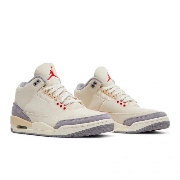 Jordan Cream and Gray Sneakers with Red Accents - Picture 3 of 3